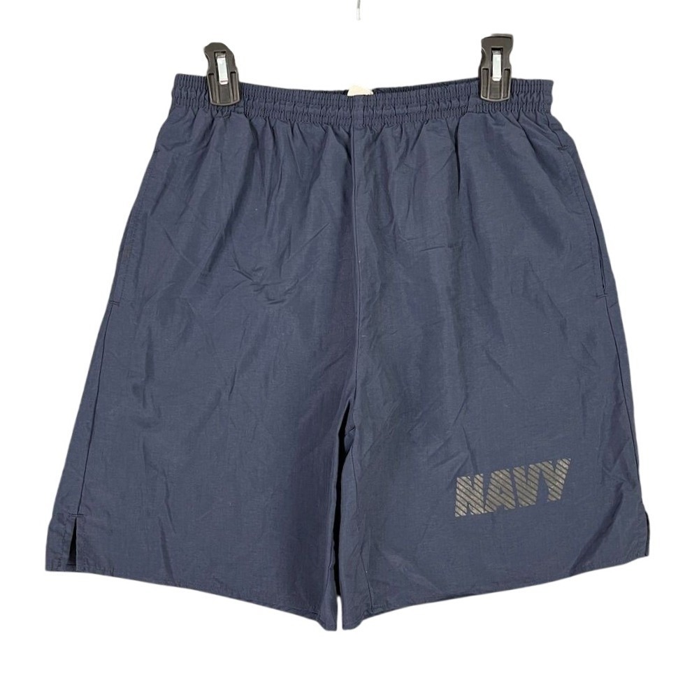 U.S.Navy Shorts Mens Medium Blue USA Made Military PFU‎ USN Fitness Uniform